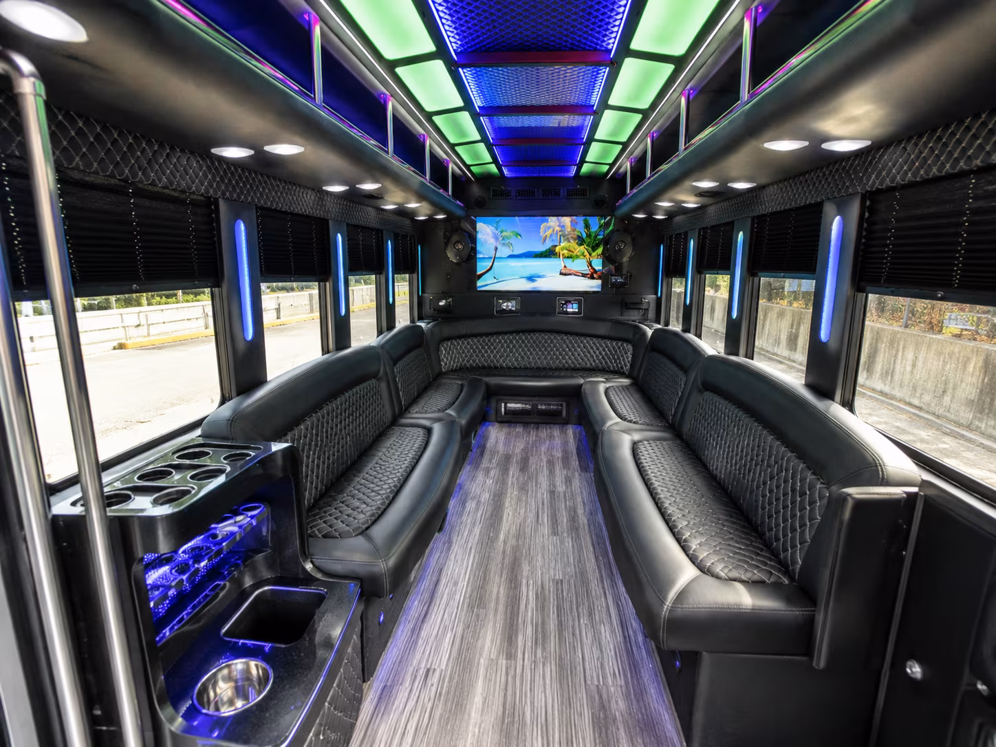 clearwater 18 passenger party bus inside