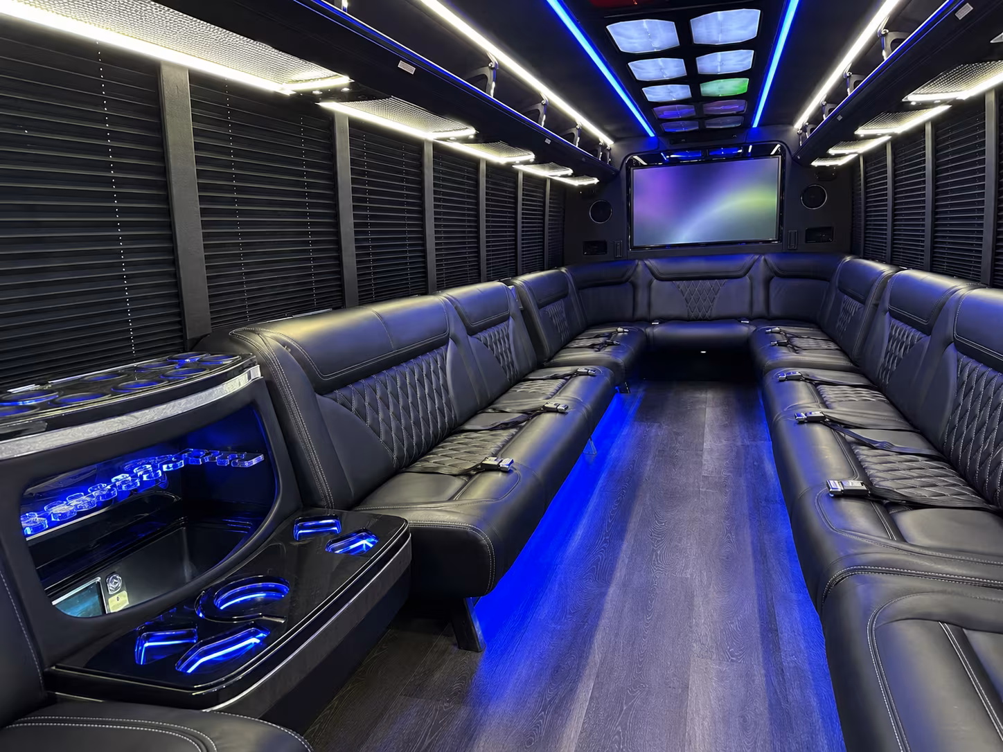 clearwater 20 passenger party bus inside