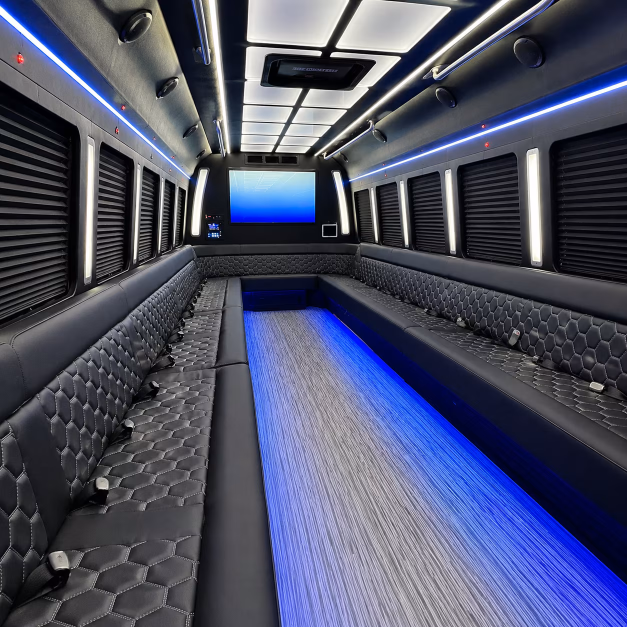clearwater 50 passenger party bus inside